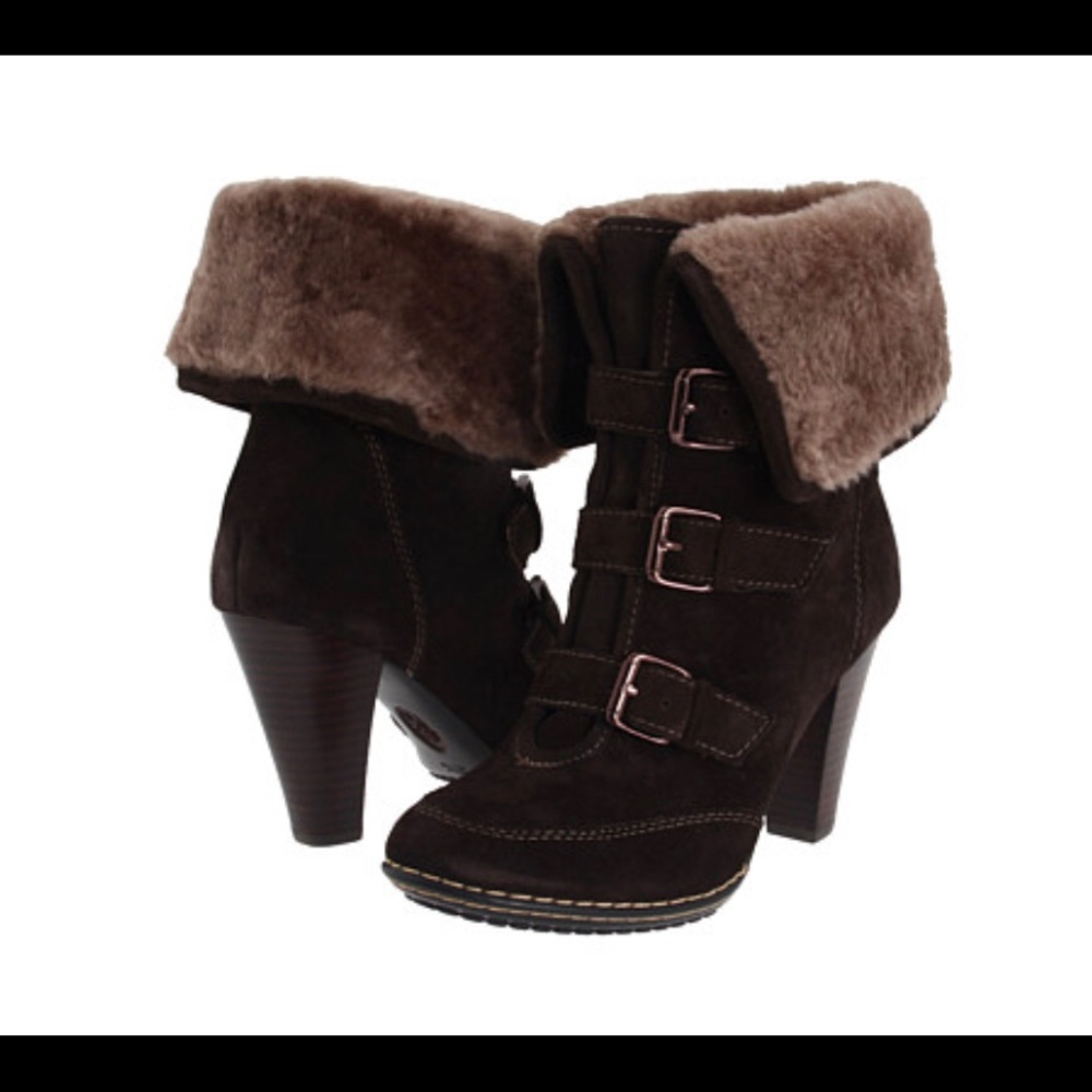 SOFFT Skagen Suede Fur Lined Heeled Boots NWOT 8.5